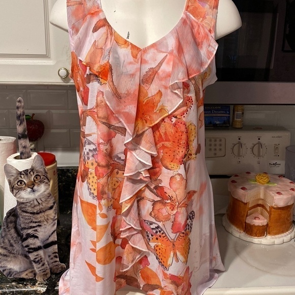 J womens New Directions sleeveless floral regular size blouse L.  NWT - Picture 1 of 3